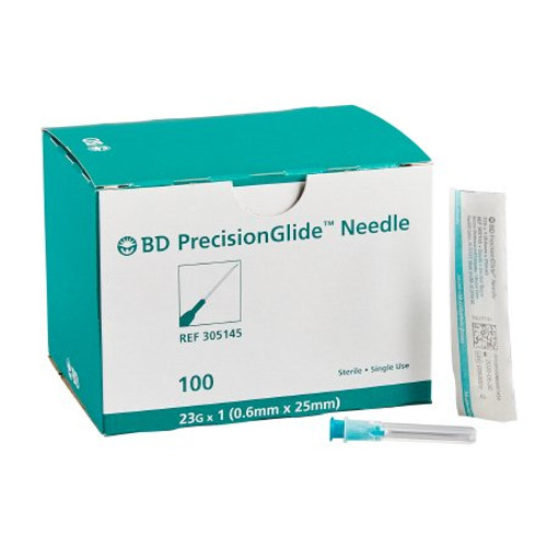 Hypodermic Needle PrecisionGlide Without Safety 23 Gauge 1 Inch Length 305145