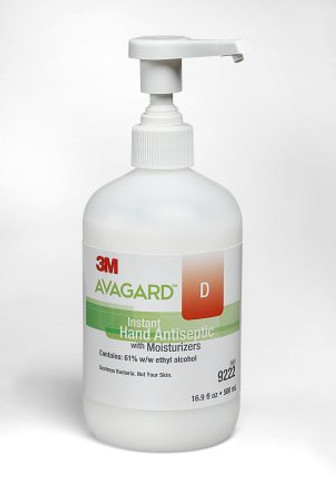 Hand Sanitizer 3M Avagard D 16 oz. Ethyl Alcohol Gel Pump Bottle 9222