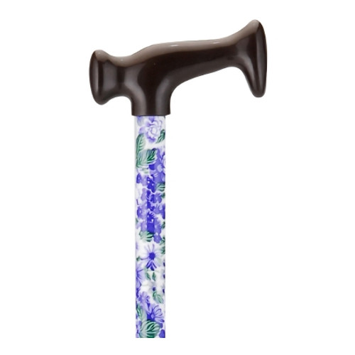 T-Handle Cane Aluminum 28 to 39 Inch Height Lilacs and Green Leaves Print 2014 Each/1