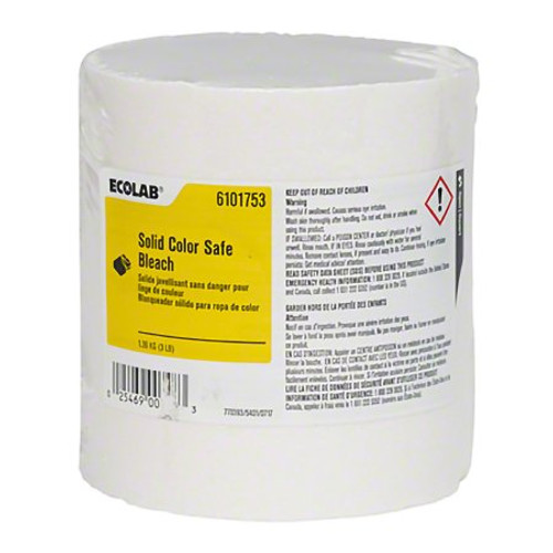 Laundry Sanitizer Ecolab Solid Color Safe Bleach 3 lb. Dispenser Bottle Solid Unscented 6101753 Case/2