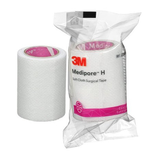 Medical Tape 3M Medipore H Easy Tear Perforations Soft Cloth 2 Inch X 2 Yard White NonSterile 2860S-2 Bag/48