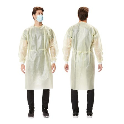 Protective Procedure Gown Large Yellow NonSterile AAMI Level 2 Disposable HX2020-92 Bag/10