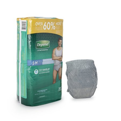 Male Adult Absorbent Underwear Depend FIT-FLEX Pull On with Tear Away Seams Small / Medium Disposable Heavy Absorbency 53748 Case/64