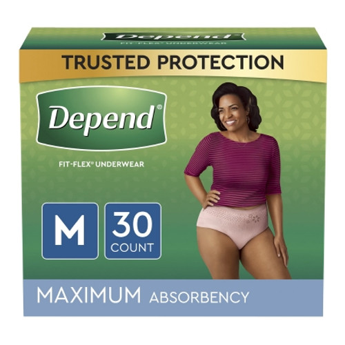 Female Adult Absorbent Underwear Depend FIT-FLEX Pull On with Tear Away Seams Medium Disposable Heavy Absorbency 53742 Case/60