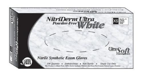 Exam Glove NitriDerm Ultra White Small NonSterile Nitrile Standard Cuff Length Fully Textured White Not Chemo Approved 167100 Box/100