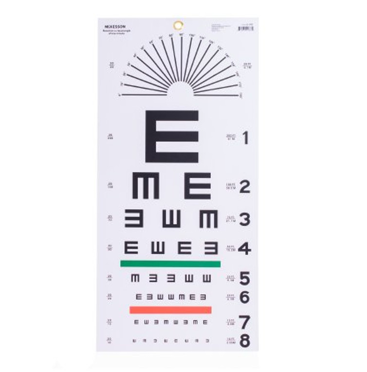 Eye Test Chart McKesson 20 Feet Falling E 63-3051 BG/5