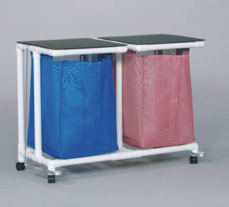 Double Hamper with Bags Standard Jumbo 4 Casters 55 gal. VL JH2 FP MESH WINEBERRY Each/1