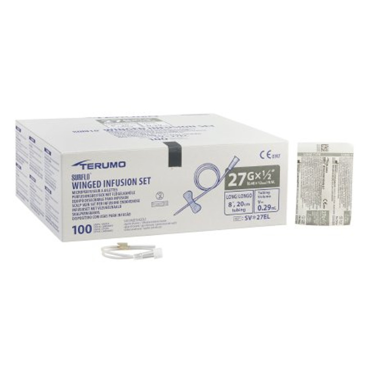 Infusion Set Surflo 27 Gauge 0.5 Inch 8 Inch Tubing Without Port SV 27EL Each/1