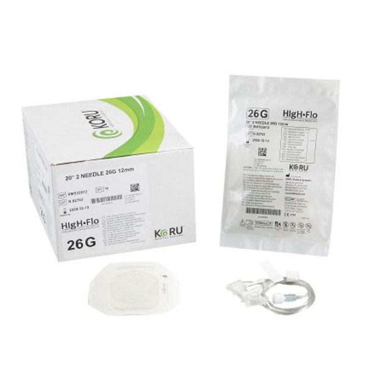 Sub-Q Infusion Set HIgH-Flo2 26 Gauge 12 mm 20 Inch Tubing Without Port RMS22612 Box/10
