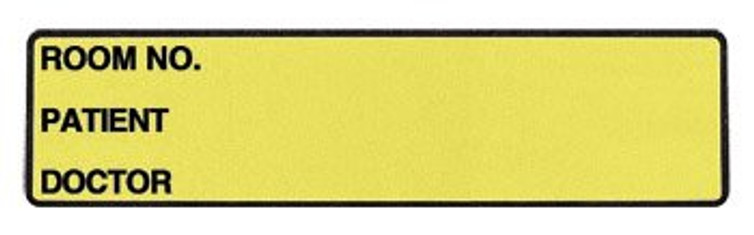 Chart Label Wide-Trak Patient Information Room No. / Patient / Doctor Yellow 1-1/8 X 5-3/8 Inch 1655-03 RL/1