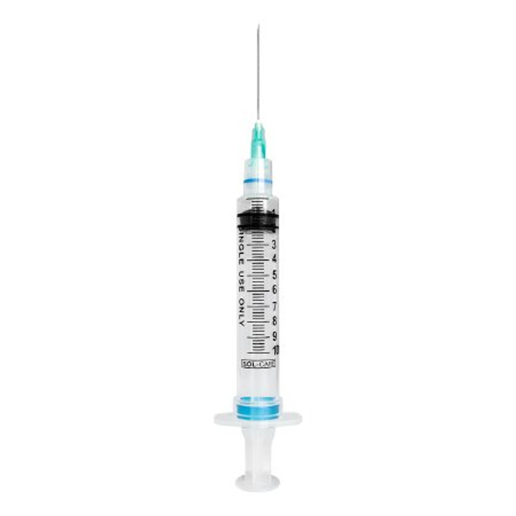 Syringe with Hypodermic Needle Sol-Care 10 mL 21 Gauge 1-1/2 Inch Detachable Needle Retractable Needle 160072IM Box/100