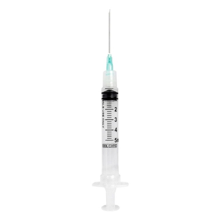 Syringe with Hypodermic Needle Sol-Care 5 mL 21 Gauge 1 Inch Detachable Needle Retractable Needle 140075IM Box/100