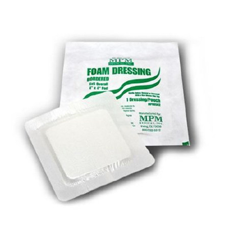 Foam Dressing MPM 4 X 4 Inch Square Adhesive with Border Sterile MP00500 Case/50