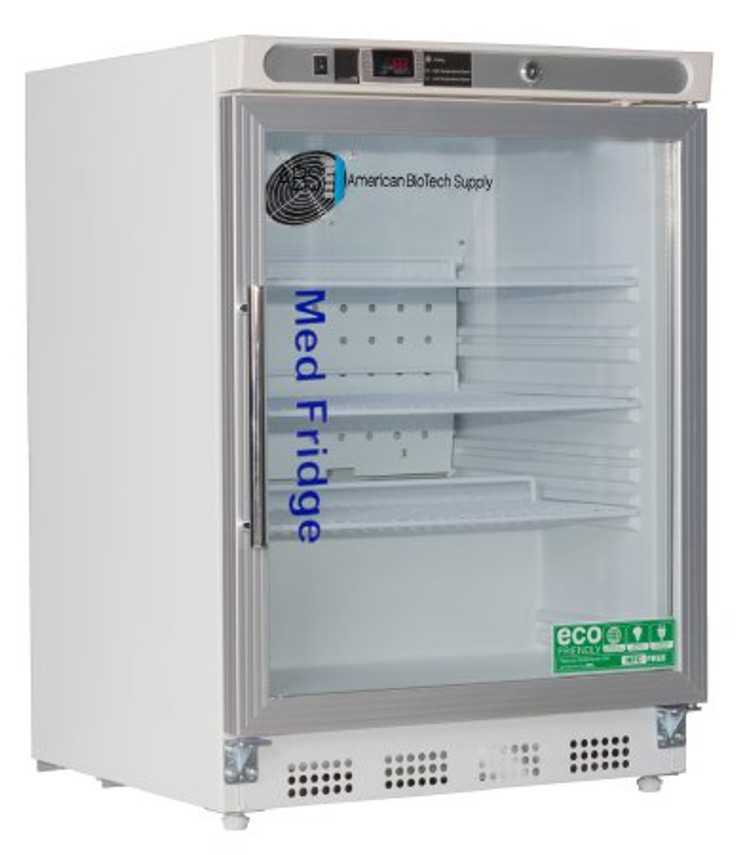 Undercounter Refrigerator American Biotech Supply Compact 4.6 cu.ft. Right Hinged Glass Swing Door PH-ABT-HC-UCBI-0404G Each/1