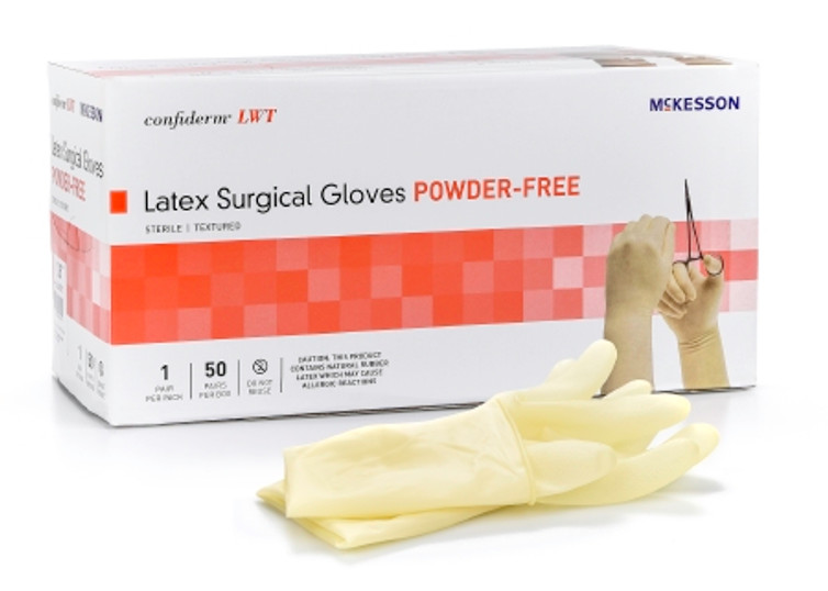 Surgical Glove McKesson Confiderm LWT Sterile Yellow Powder Free Latex Hand Specific Textured Fingertips Not Chemo Approved Size 9 14-34090 Pair/1