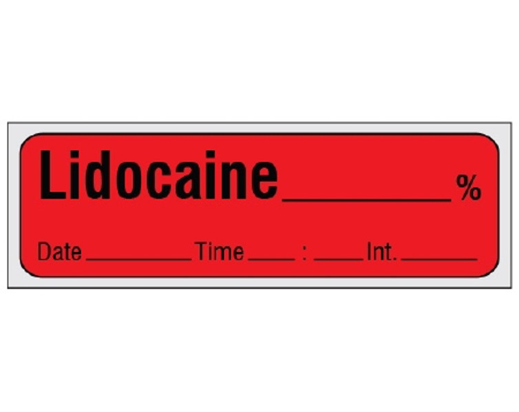 Syringe Label Shamrock Anesthesia Drug Label LIDOCAINE % / Date Time Int. Red 1/2 X 500 Inch SA-36-DTI-PRE Roll/1