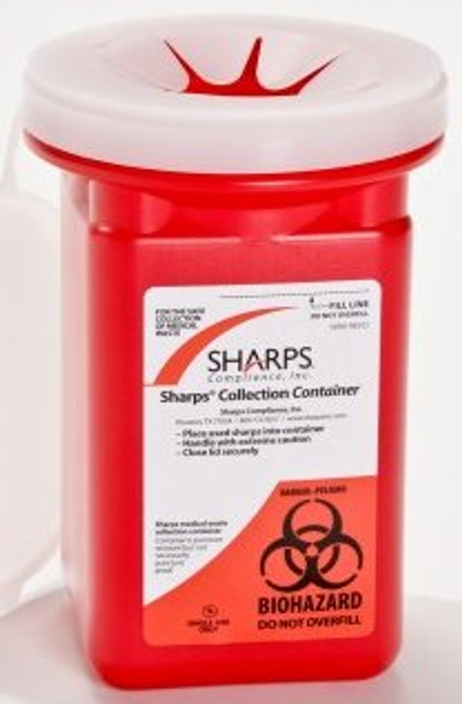 Multi-purpose Sharps Container Pro-Tec 1-Piece 1 Quart Red Base Snap-On Lid 60100-120 Each/1