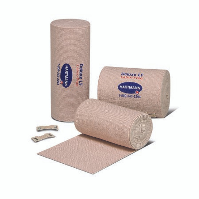 Elastic Bandage Deluxe 480 LF 4 Inch X 11 Yard High Compression Clip Detached Closure Tan NonSterile 38410000 Each/1