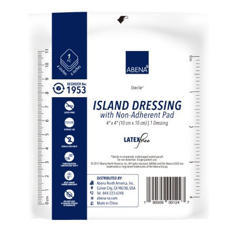 Adhesive Dressing Abena 4 X 4 Inch Square 1953 Case/250