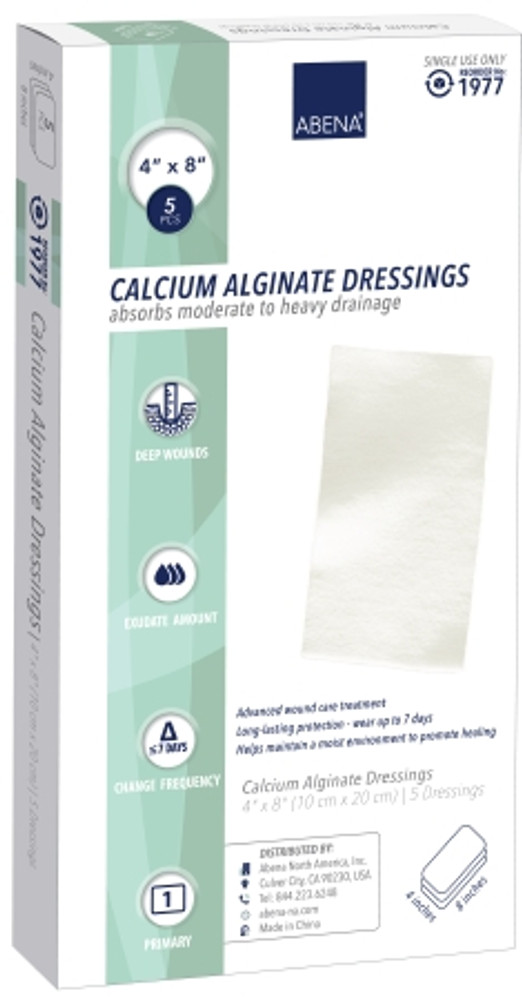 Calcium Alginate Dressing Abena 4 X 8 Inch Rectangle Calcium Alginate Sterile 1977 Carton/5