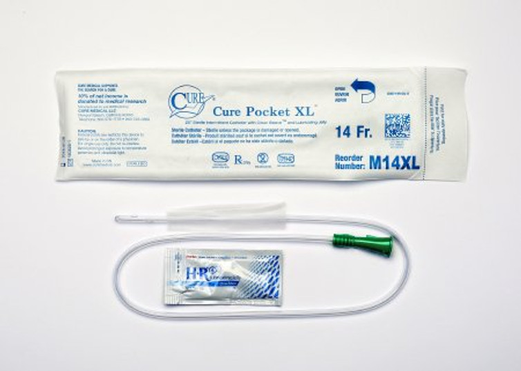 Urethral Catheter Cure Medical Straight Tip Uncoated PVC 14 Fr. 25 Inch M14XL