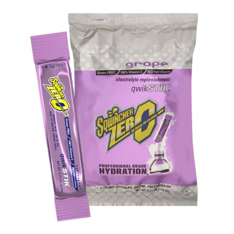 Electrolyte Replenishment Drink Mix Sqwincher Quik Stik Zero Grape Flavor 0.11 oz. X432-M2600