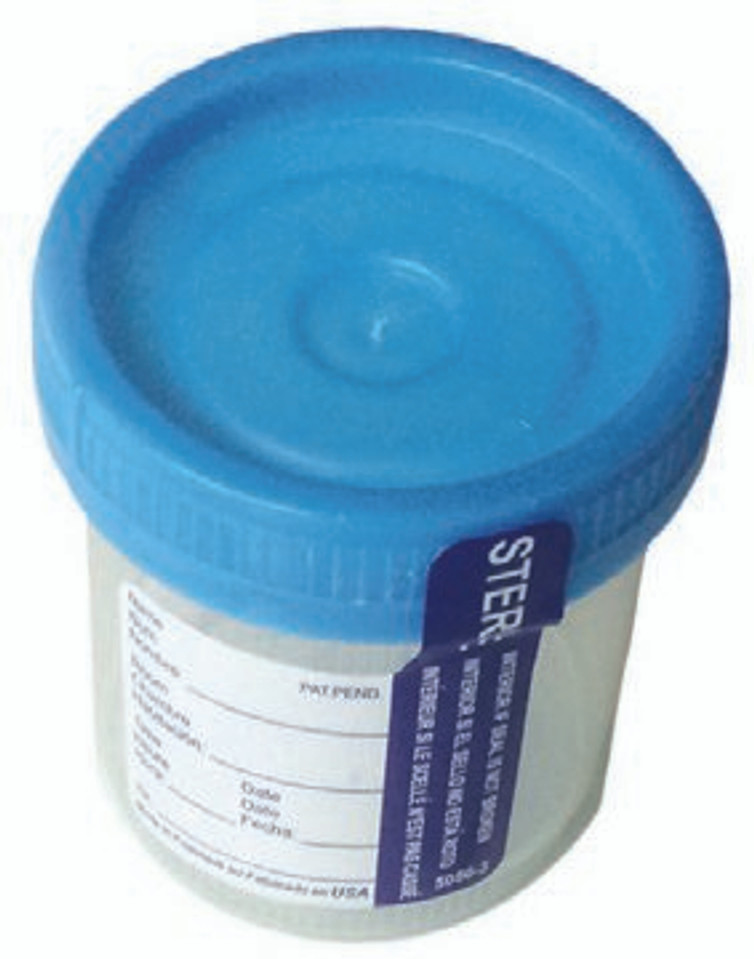 Specimen Container DuoClick 53 mm Opening Polypropylene 90 mL 3 oz. Screw Cap Patient Information Sterile ES243522