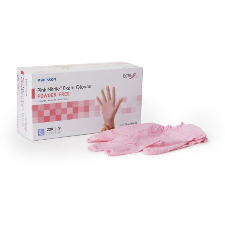 Exam Glove McKesson Pink Nitrile X-Large NonSterile Nitrile Standard Cuff Length Textured Fingertips Pink Not Chemo Approved 14-6NPNK8