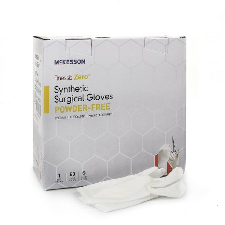 Surgical Glove McKesson Finessis Zero Size 8 Sterile Pair Flexylon Synthetic Extended Cuff Length Micro-Textured White Chemo Tested 14-92080