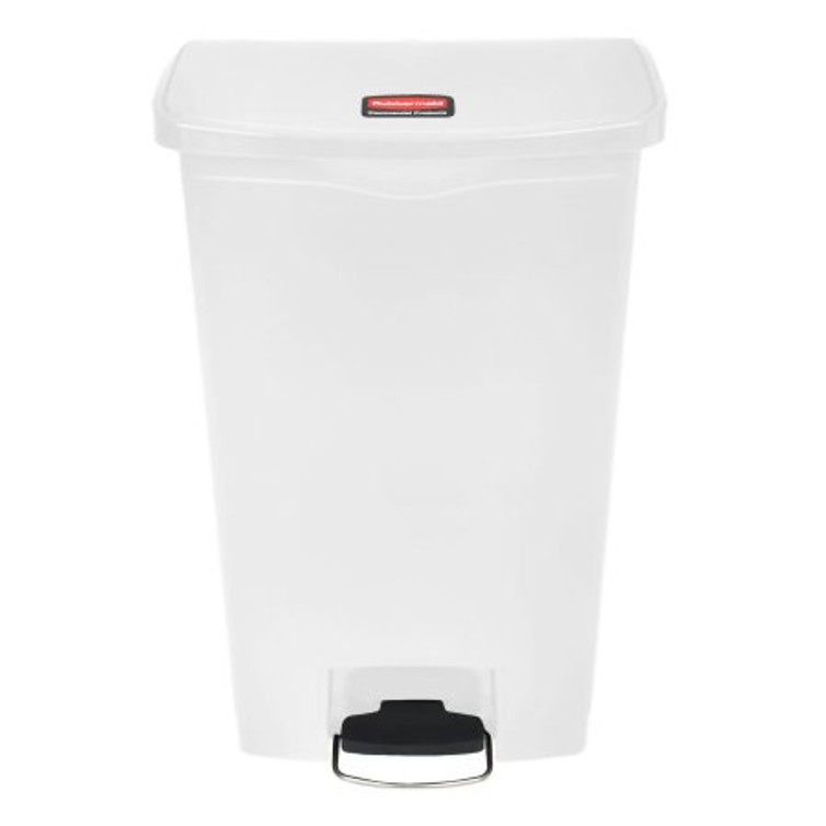 Trash Can Rubbermaid Slim Jim 18 gal. Rectangular White Plastic Step On 1883559 Each/1