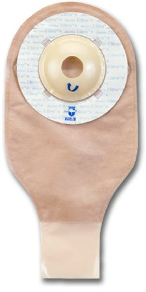 Ostomy Pouch UltraLite One-Piece System 9 Inch Length 1-1/8 Inch Stoma Drainable Shallow Convex Pre-Cut 50529 Box/10