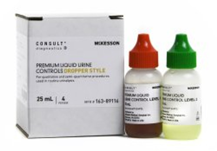 Urine Chemistry Urinalysis Control McKesson Consult Analyte Testing Positive Level / Negative Level 2 Level 1 Abnormal 25 mL Bottles 2 Level 2 Normal with hCG 25 mL Bottles 163-89116 Box/4