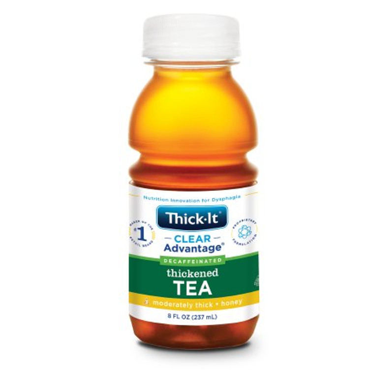 Thickened Decaffeinated Beverage Thick-It Clear Advantage 8 oz. Bottle Tea Flavor Ready to Use Honey Consistency B628-L9044 Case/24
