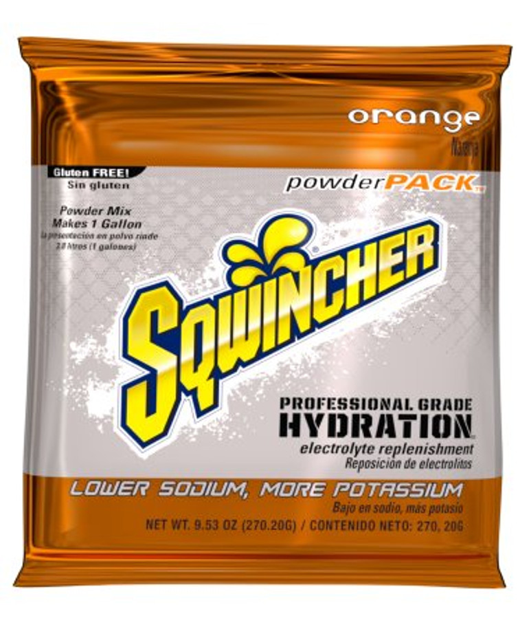 Electrolyte Replenishment Drink Mix Sqwincher Powder Pack Orange Flavor 23.83 oz. X387-M3600 Case/32