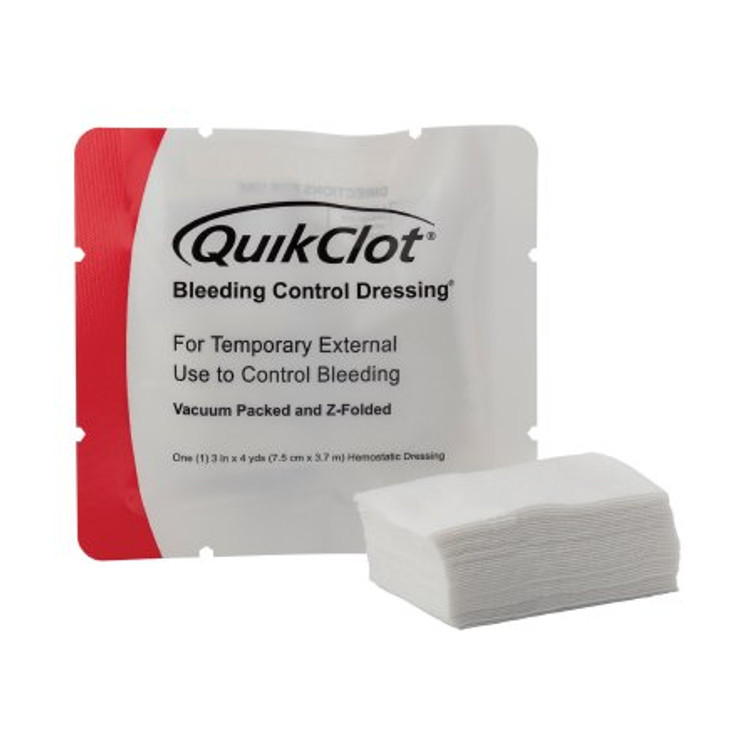 Hemostatic Dressing QuikClot 3 Inch X 12 Foot 1 per Pack Individual Packet Kaolin Sterile 538