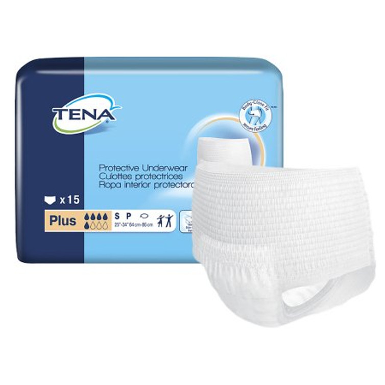 Unisex Adult Absorbent Underwear TENA Plus Pull On with Tear Away Seams Small Disposable Moderate Absorbency 72631