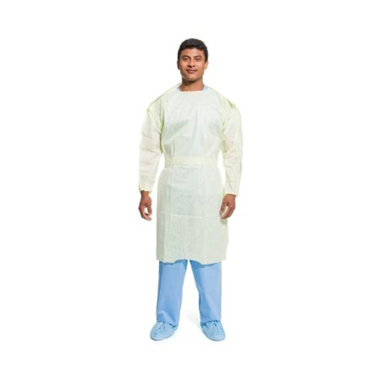 Over-the-Head Protective Procedure Gown Halyard Tri-Layer 2X-Large Yellow NonSterile AAMI Level 2 Disposable 44719
