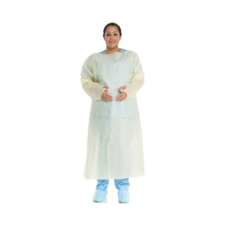 Over-the-Head Protective Procedure Gown Halyard Tri-Layer X-Large Yellow NonSterile AAMI Level 2 Disposable 44717