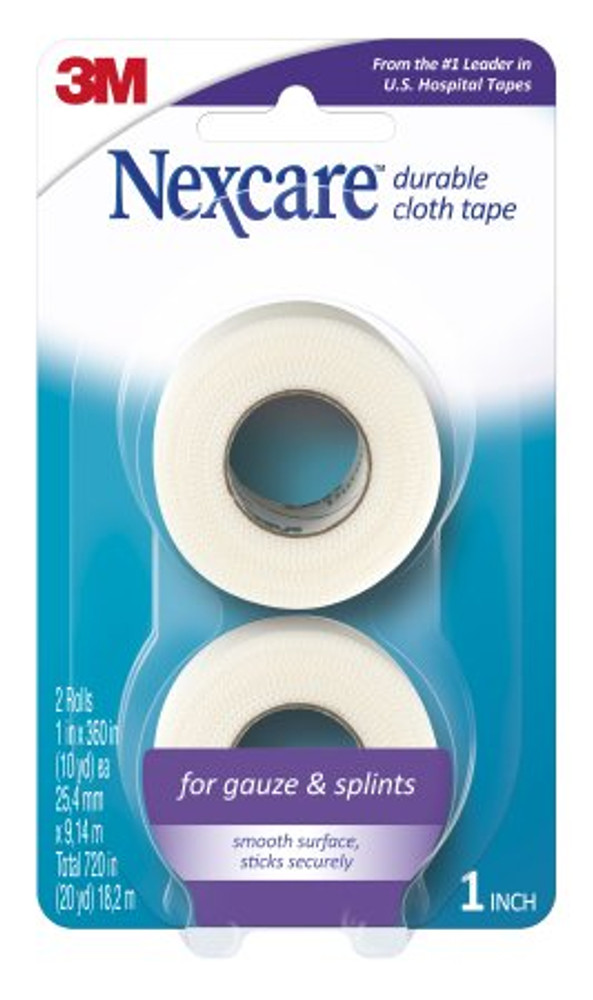 Medical Tape Nexcare Durable Cloth Breathable Silk-Like Cloth 1 Inch X 10 Yard White NonSterile 791-2PK