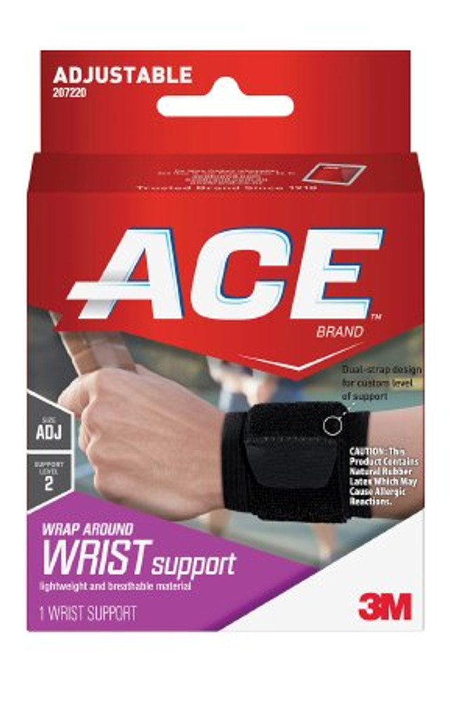 Wrist Support 3M Ace Low Profile / Wraparound Cotton / Nylon / Polyester / Polyurethane Foam / Rubber Latex Left or Right Hand Black One Size Fits Most 207220