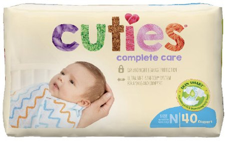 Unisex Baby Diaper Cuties Complete Care Size 0 Disposable Heavy Absorbency CCC00