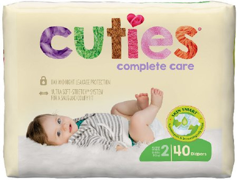 Unisex Baby Diaper Cuties Complete Care Size 2 Disposable Heavy Absorbency CCC02