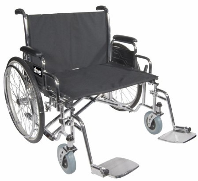 Bariatric Wheelchair drive Sentra EC Desk Length Arm Removable Padded Arm Style Elevating Legrest Black Upholstery 28 Inch Seat Width 700 lbs. Weight Capacity STD28ECDDA-ELR