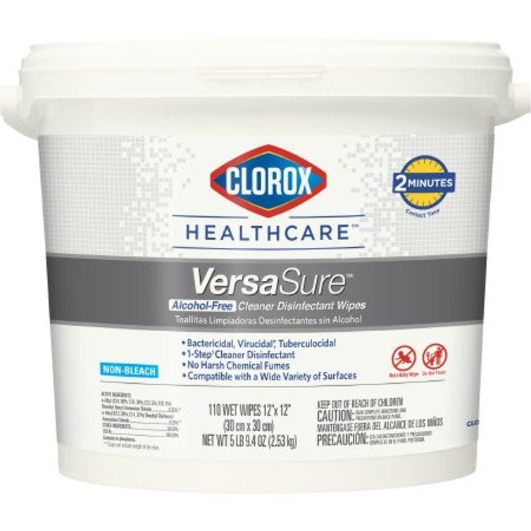 Clorox Healthcare VersaSure Surface Disinfectant Cleaner Premoistened Manual Pull Wipe 110 Count Pail Disposable Scented NonSterile 31759