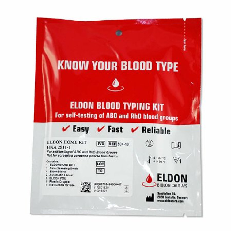 Test Kit EldonCard Blood Typing Test Rh Factor Rhesus Whole Blood Sample 75 Determinations ELDON-RH
