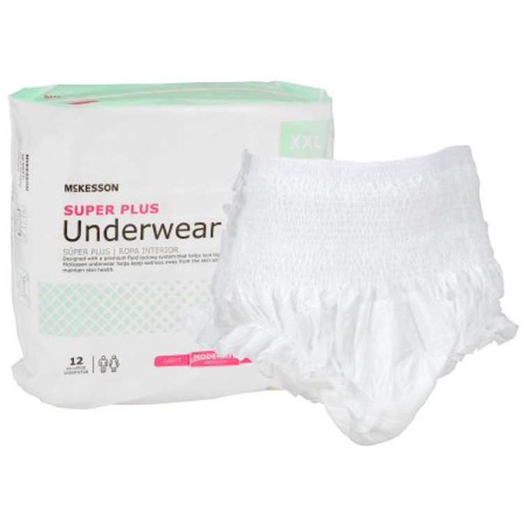 Unisex Adult Absorbent Underwear McKesson Super Plus Pull On with Tear Away Seams 2X-Large Disposable Moderate Absorbency UWGXXL