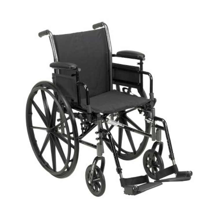 Lightweight Wheelchair McKesson Dual Axle Desk Length Arm Flip Back / Removable Padded Arm Style Elevating Legrest Black Upholstery 20 Inch Seat Width 300 lbs. Weight Capacity 146-K320ADDA-ELR