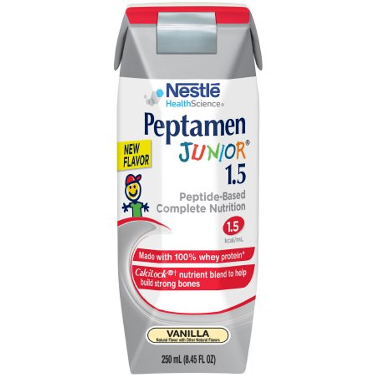 Pediatric Oral Supplement / Tube Feeding Formula Peptamen Junior 1.5 Vanilla Flavor 8.45 oz. Tetra Prisma Ready to Use 00098716855359