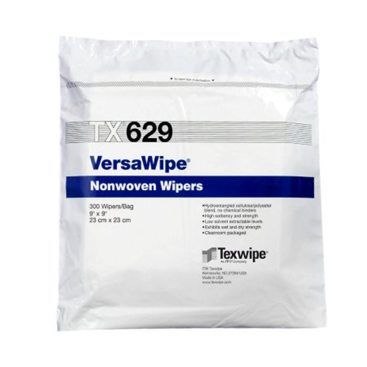 Cleanroom Wipe VersaWipe White NonSterile 45% Polyester / 55% Cellulose Nonwoven 9 X 9 Inch Disposable TX629