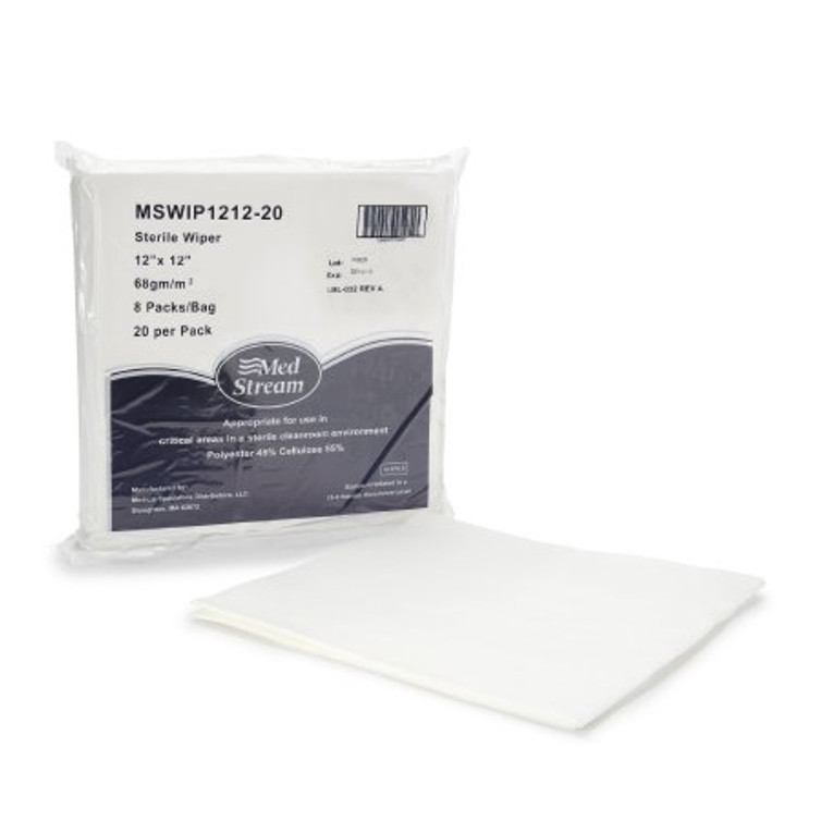 Cleanroom Wipe McKesson ISO Class 5 White Sterile Polyester / Cellulose 12 X 12 Inch Disposable MSWIP1212-20